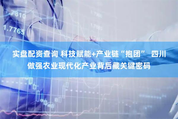 实盘配资查询 科技赋能+产业链“抱团”  四川做强农业现代化产业背后藏关键密码